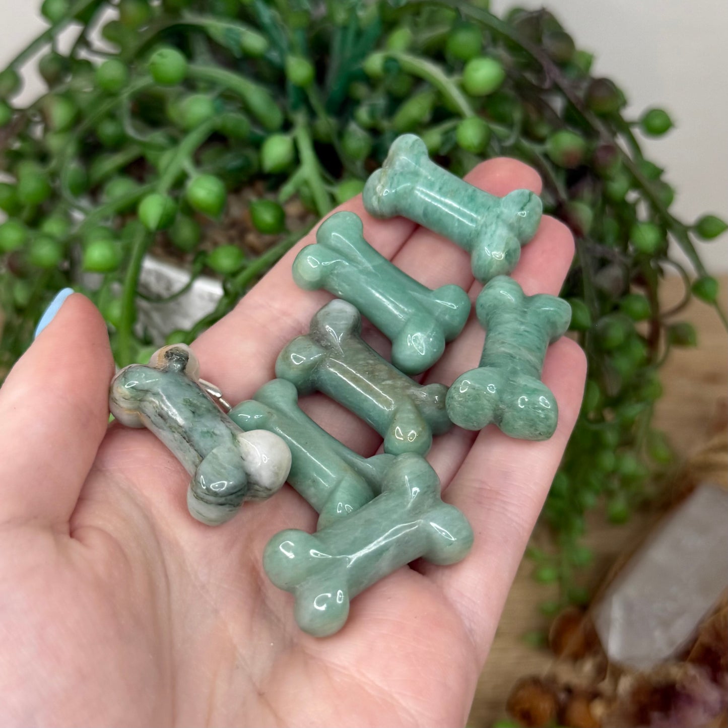 Green Aventurine Mini Dog Bone