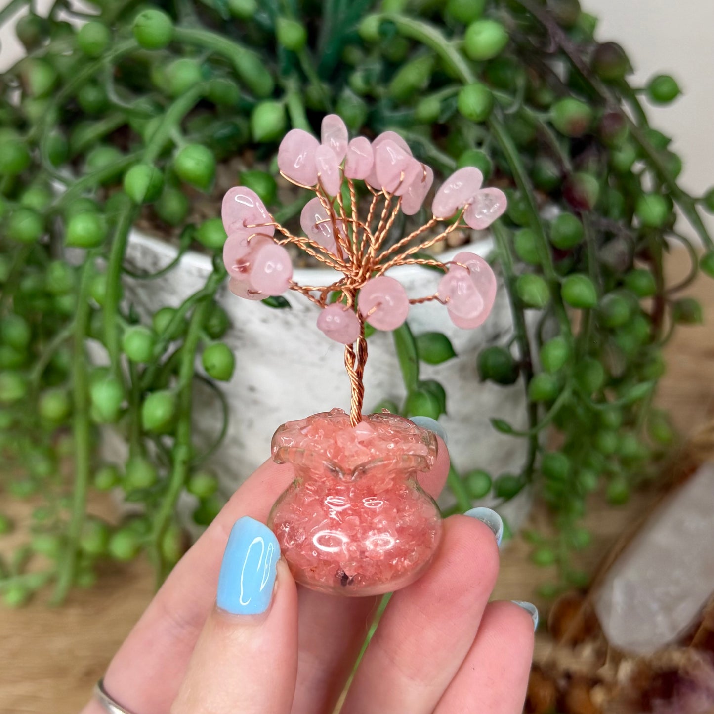 Dark Rose Quartz Mini Chip Tree