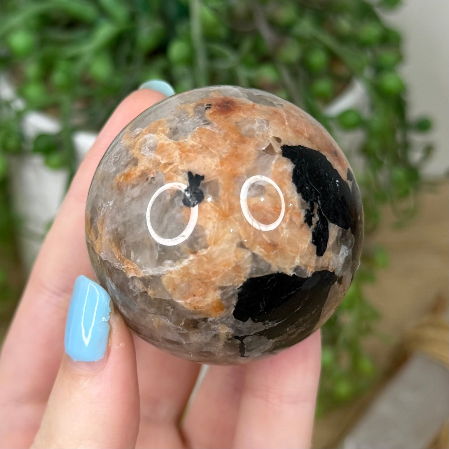 Black Tourmaline In Feldspar Sphere (Z283)