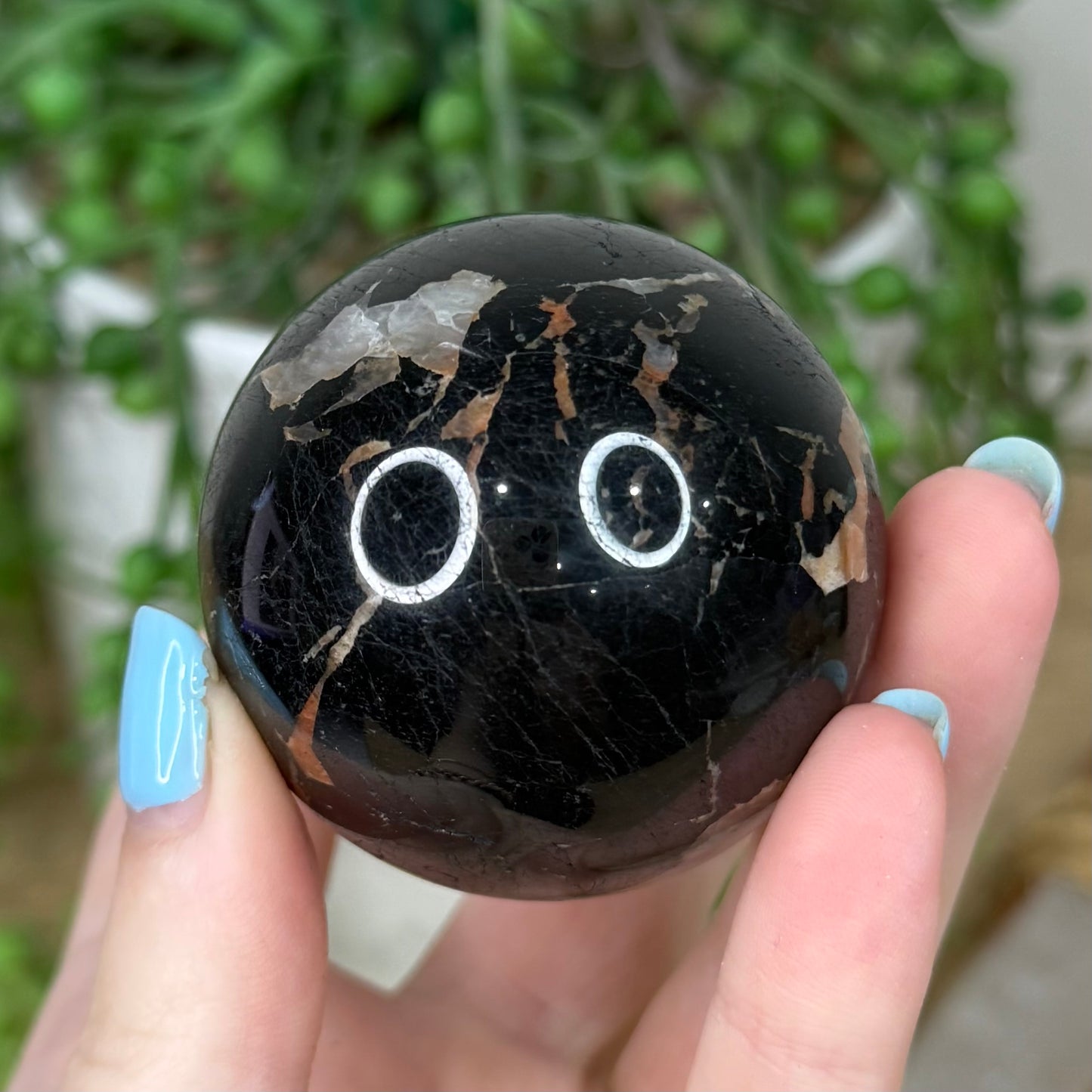 Black Tourmaline In Feldspar Sphere (Z285)