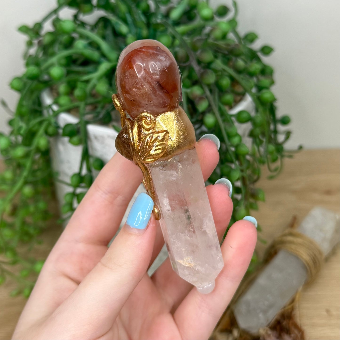 Fire Quartz / Clear Quartz Wand (Z173)