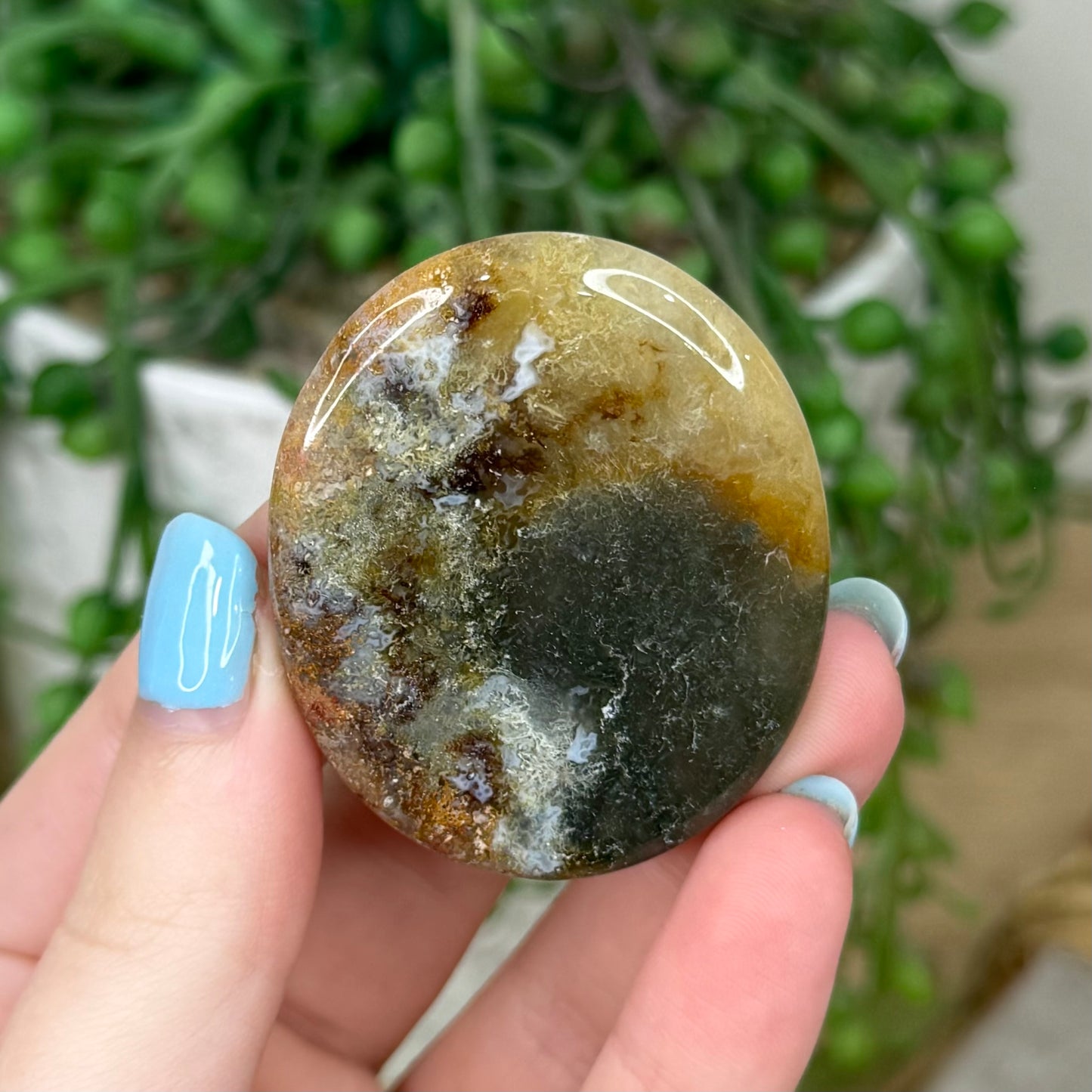 Moss Agate / Ocean Jasper Flat Stone 2
