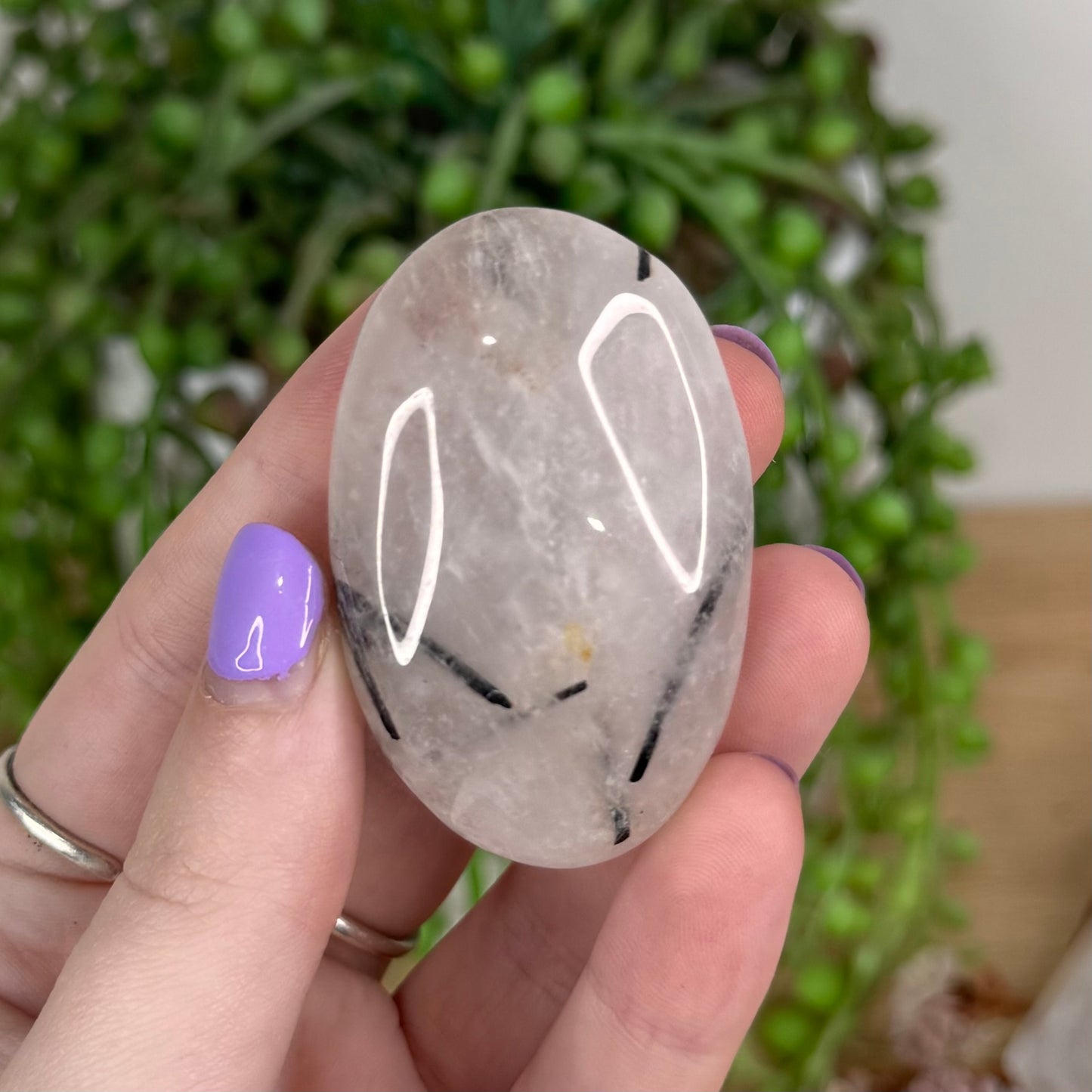 Tourmaline In Quartz Palm Stone (T226)