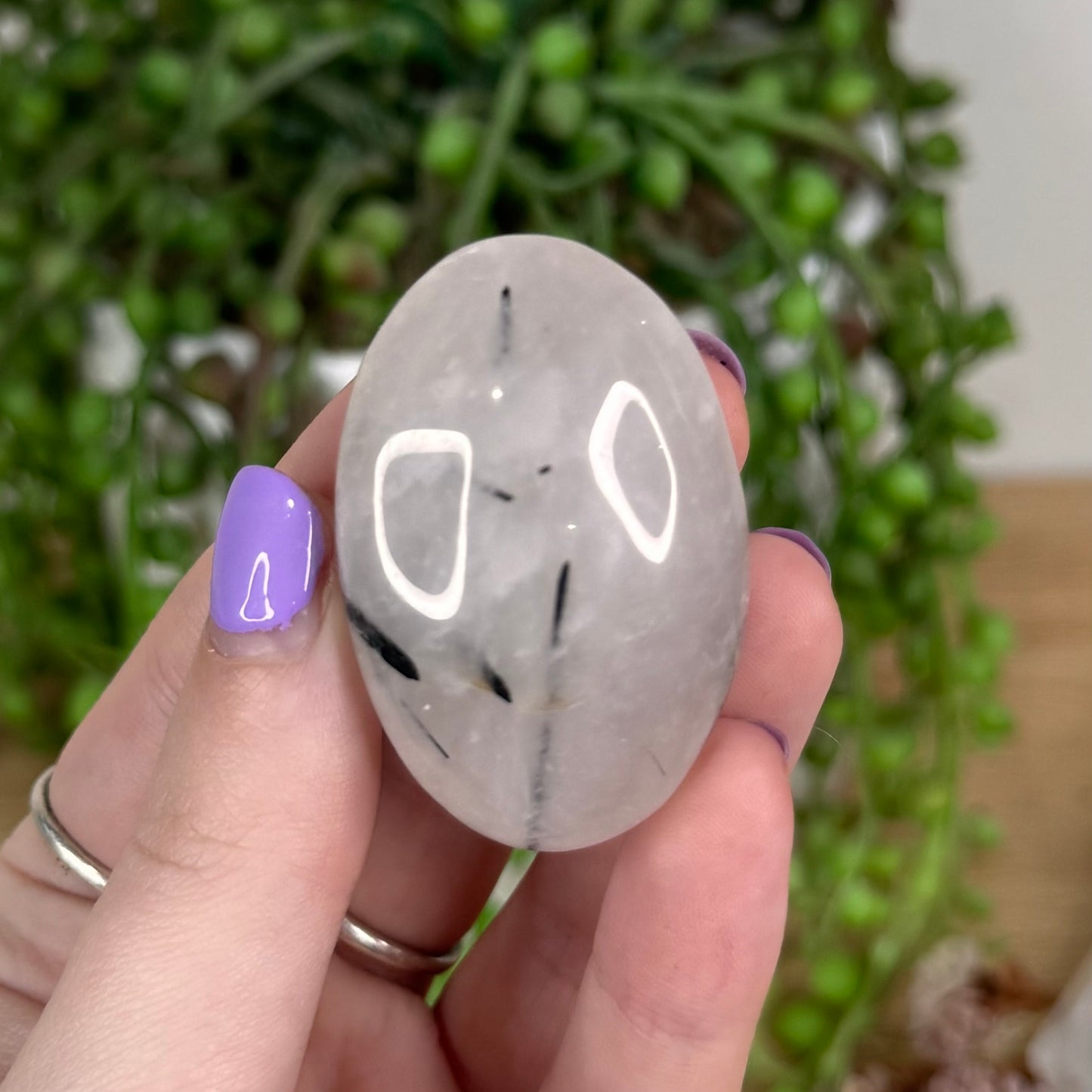 Tourmaline In Quartz Palm Stone (T225)