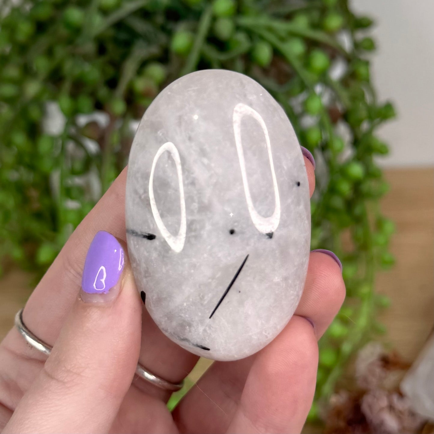 Tourmaline In Quartz Palm Stone (T228)
