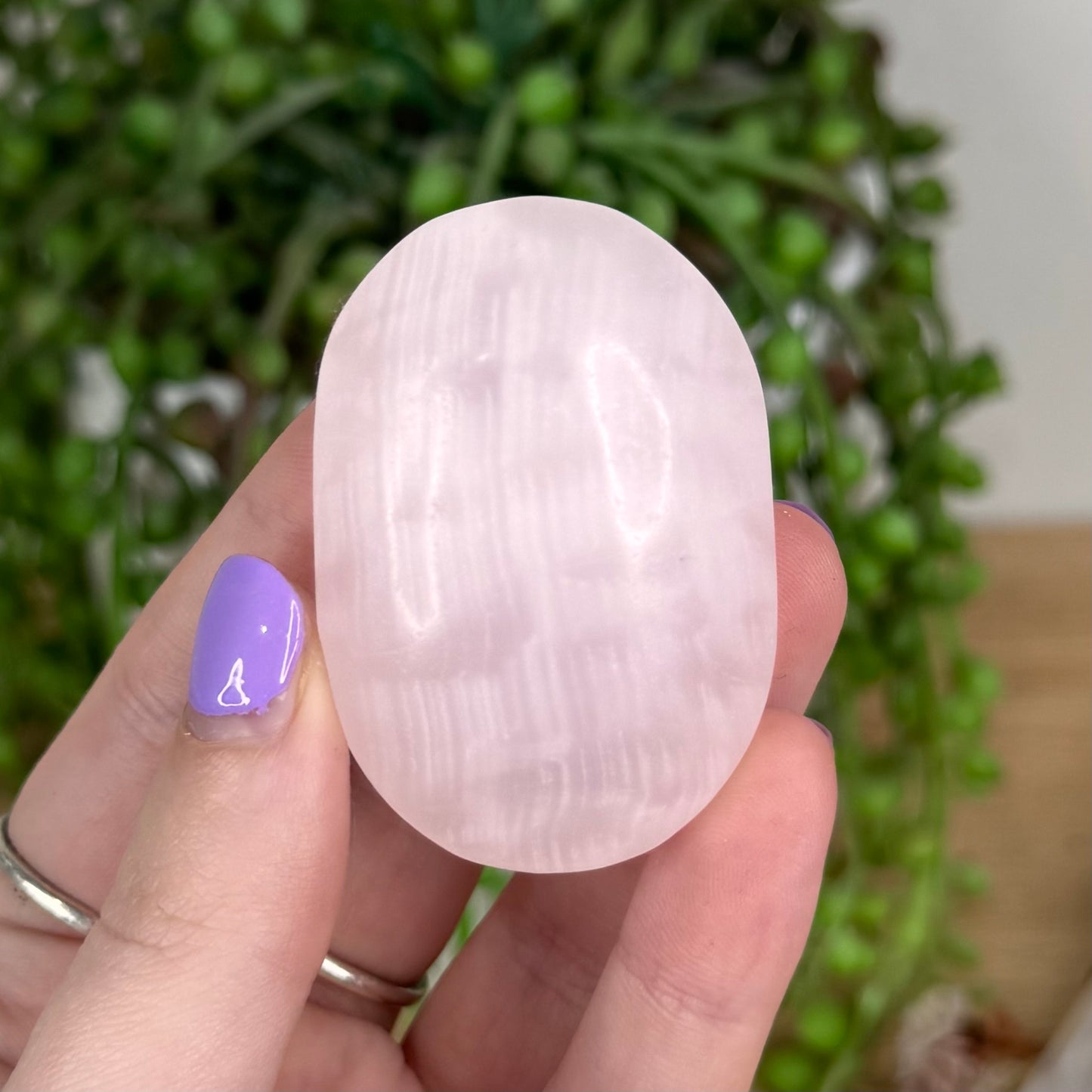 Pink Mangano Calcite Palm Stone (T297)