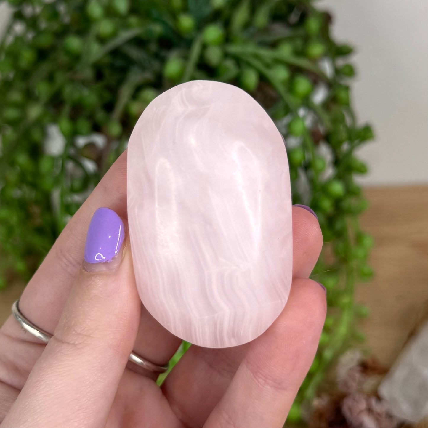 Pink Mangano Calcite Palm Stone (T301)