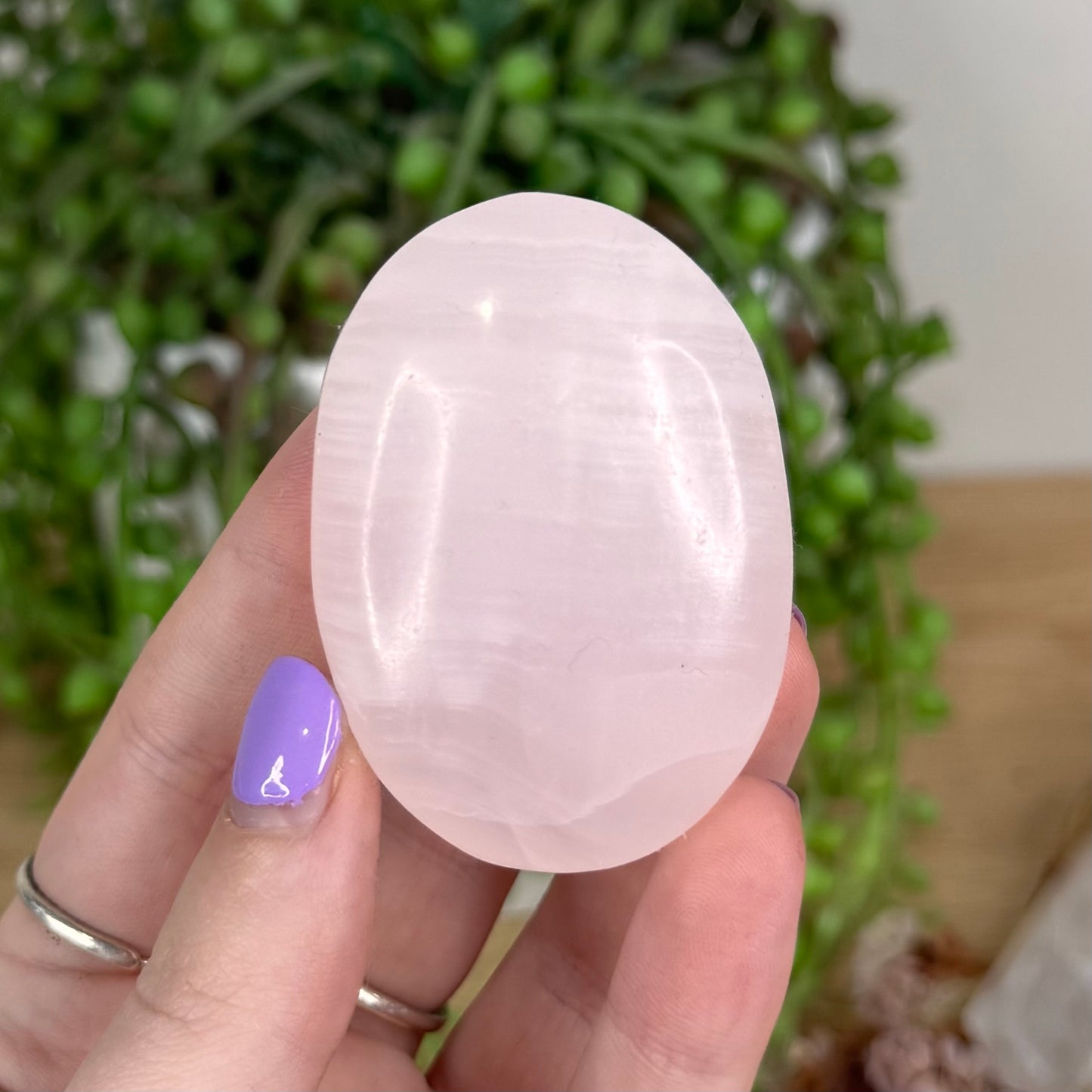 Pink Mangano Calcite Palm Stone (T300)