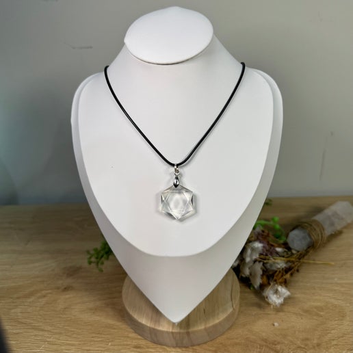 Clear Quartz Hexagon Necklace (J513)