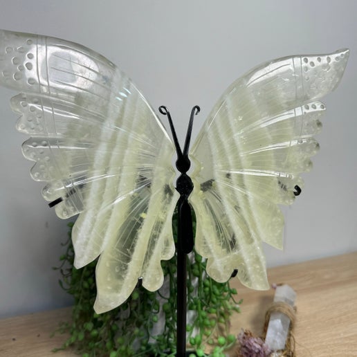 Citrine Butterfly Wings On Stand (E369)
