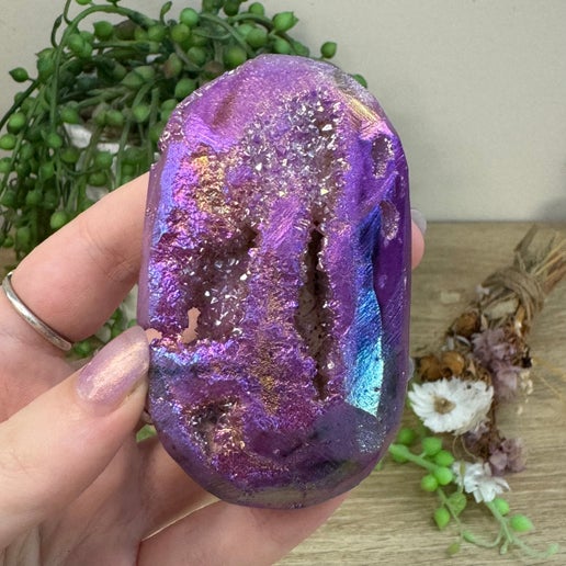 Purple Aura Sphalerite Palm Stone (H499)