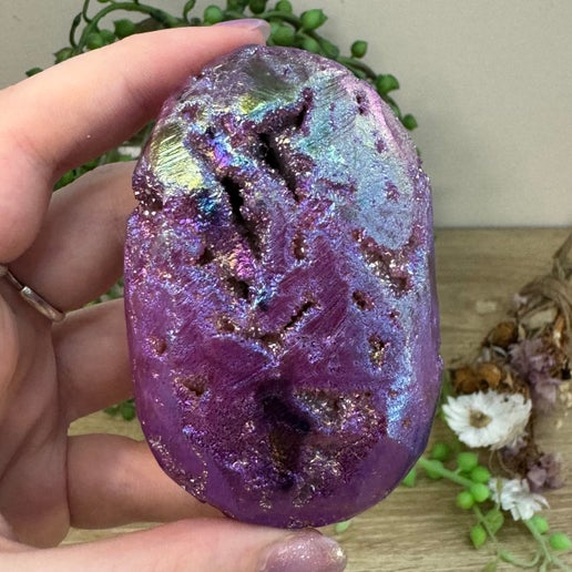 Purple Aura Sphalerite Palm Stone (H498)