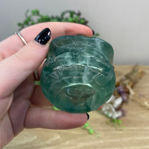 Green Fluorite Pumpkin Witch Lamp (F106)