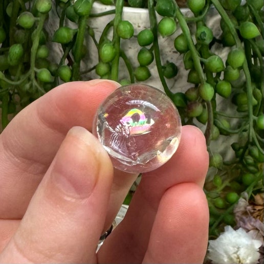 Clear Quartz W Rainbow Mini Sphere