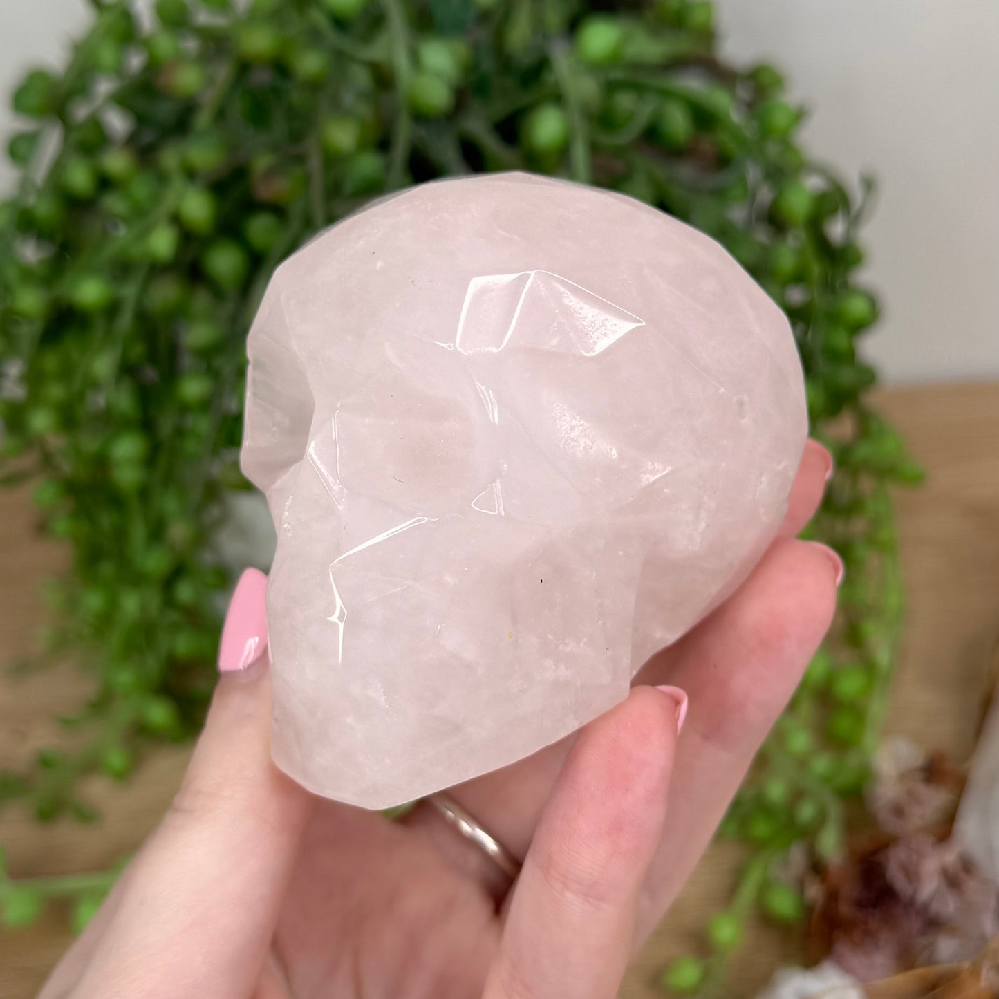 Rose Quartz Faceted Skull (T867)