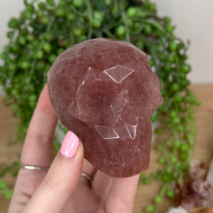 Strawberry Quartz Faceted Skull (T868)