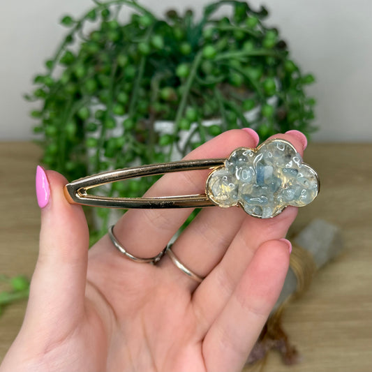 Aquamarine Cloud Gold Hair Clip