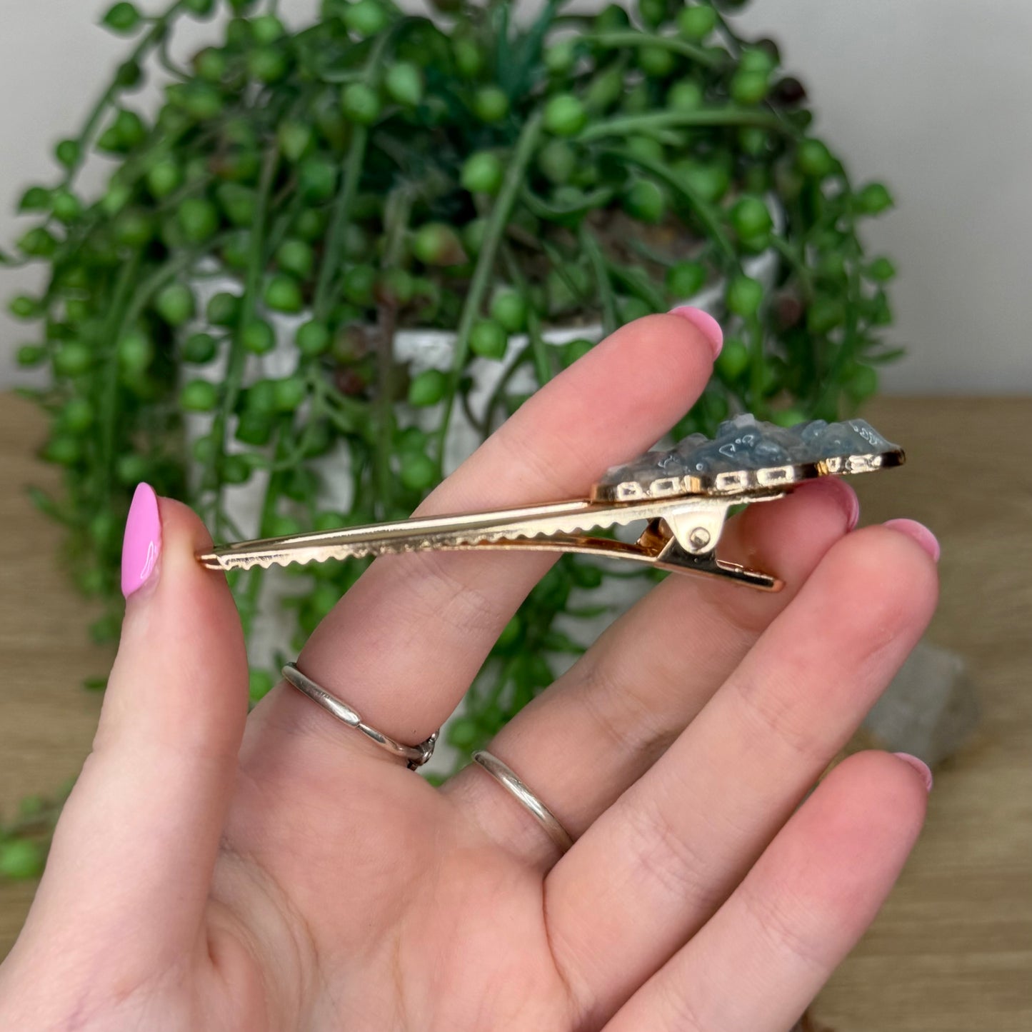 Aquamarine Cloud Gold Hair Clip