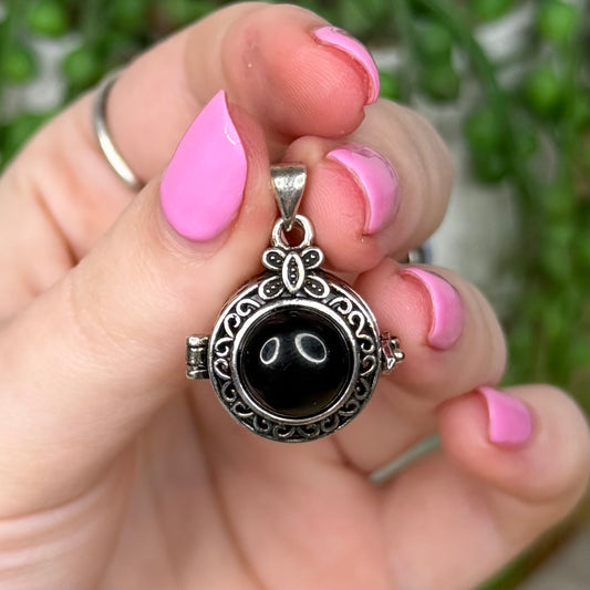 Black Obsidian Locket Pendant (Z625)