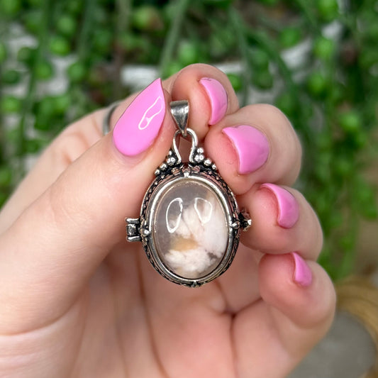 Flower Agate Locket Pendant (Z620)