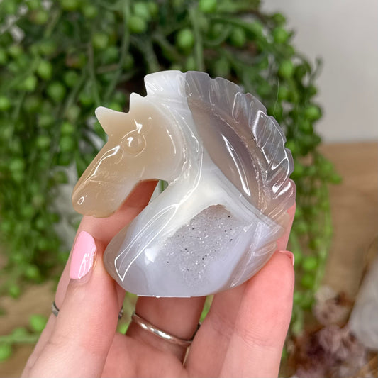 Druzy Agatę Unicorn Head (U21)