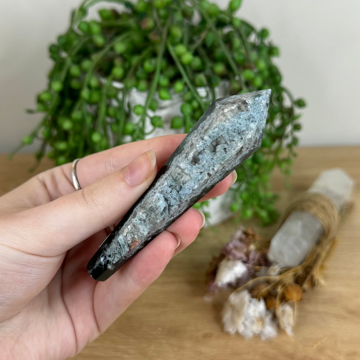Moss Agate Wand (P579)