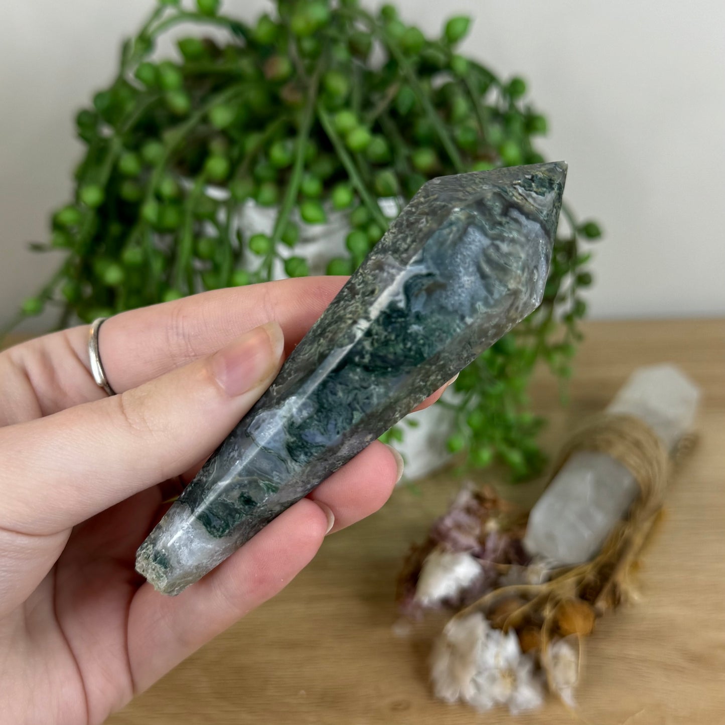 Moss Agate Wand (P587)