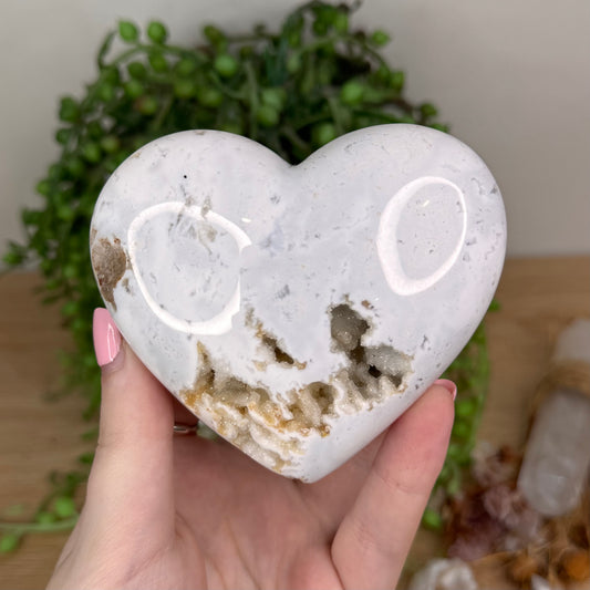 White Plume Agate Heart (U214)