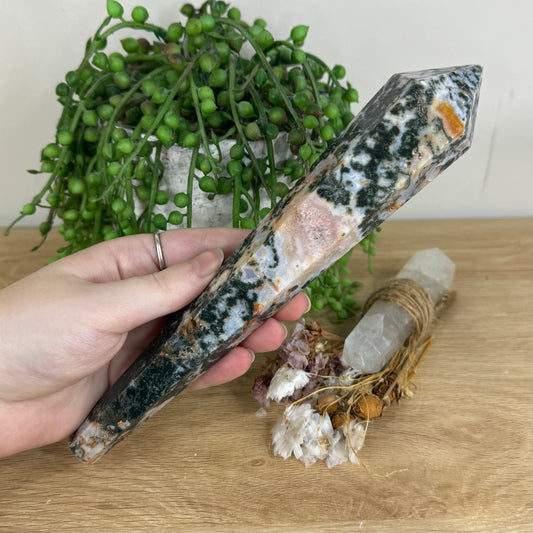 Red Moss Agate Wand (P704)