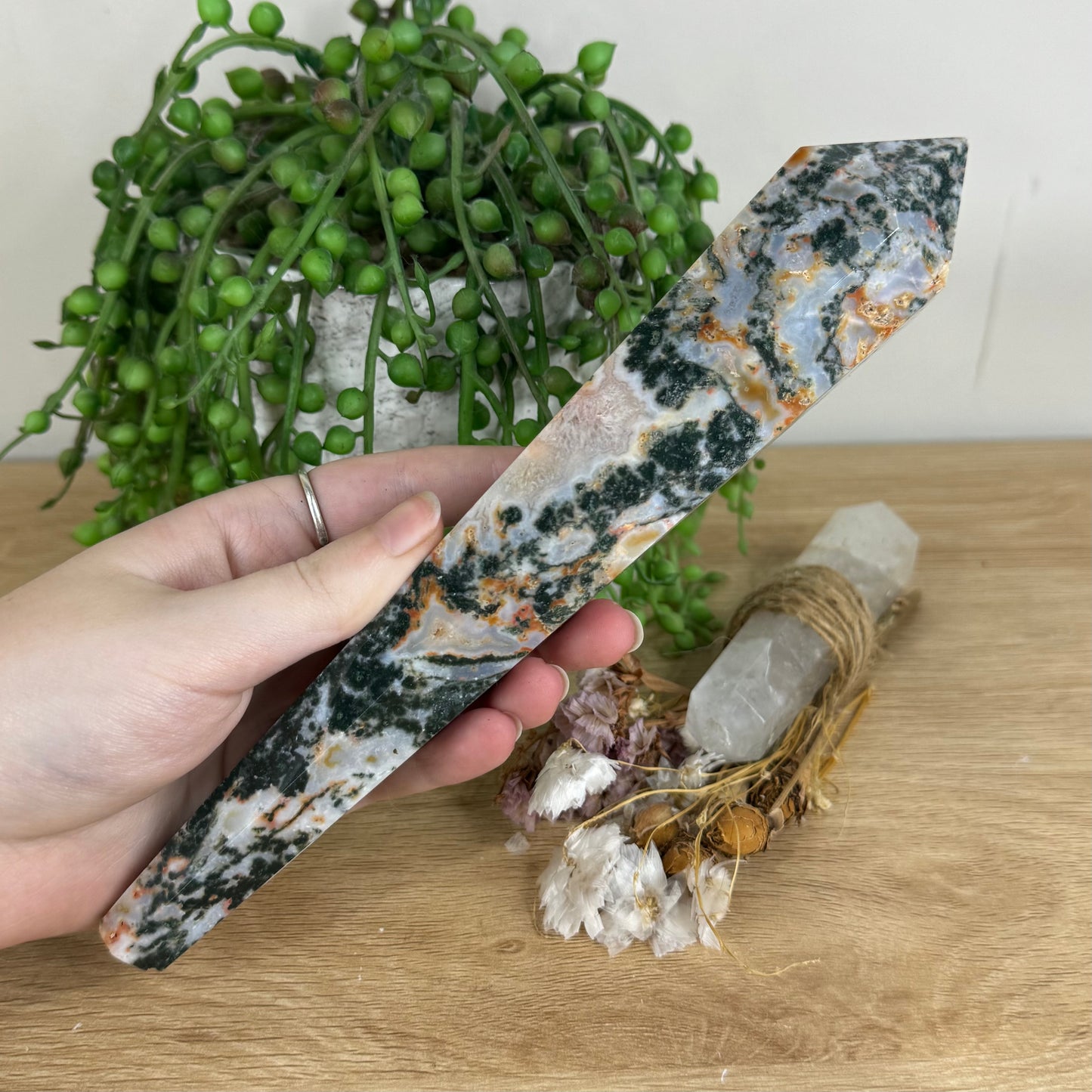 Red Moss Agate Wand (P704)
