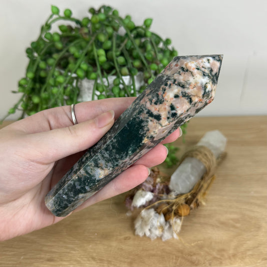 Red Moss Agate Wand (P701)