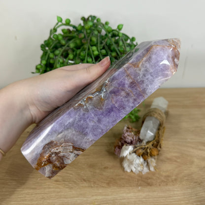 Amethyst / Mexican Crazy Lace Agate Tower (P681)