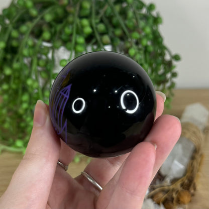 Purple Print Black Obsidian Sphere (P533)