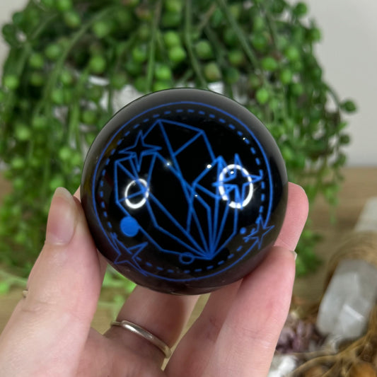 Blue Print Black Obsidian Sphere (P537)