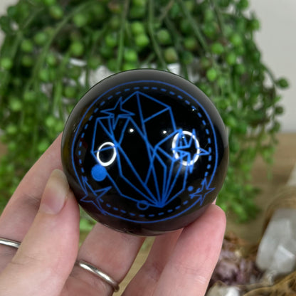 Blue Print Black Obsidian Sphere (P539)