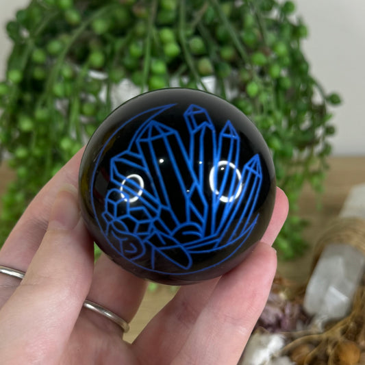Blue Print Black Obsidian Sphere (P536)