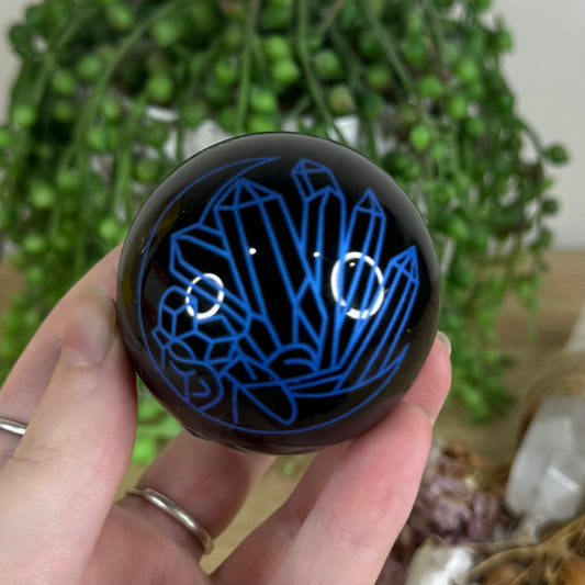 Blue Print Black Obsidian Sphere (P535)
