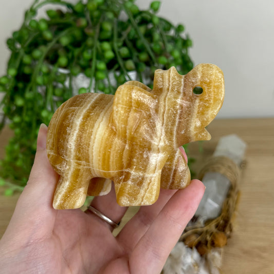 Yellow Calcite Elephant (P464)