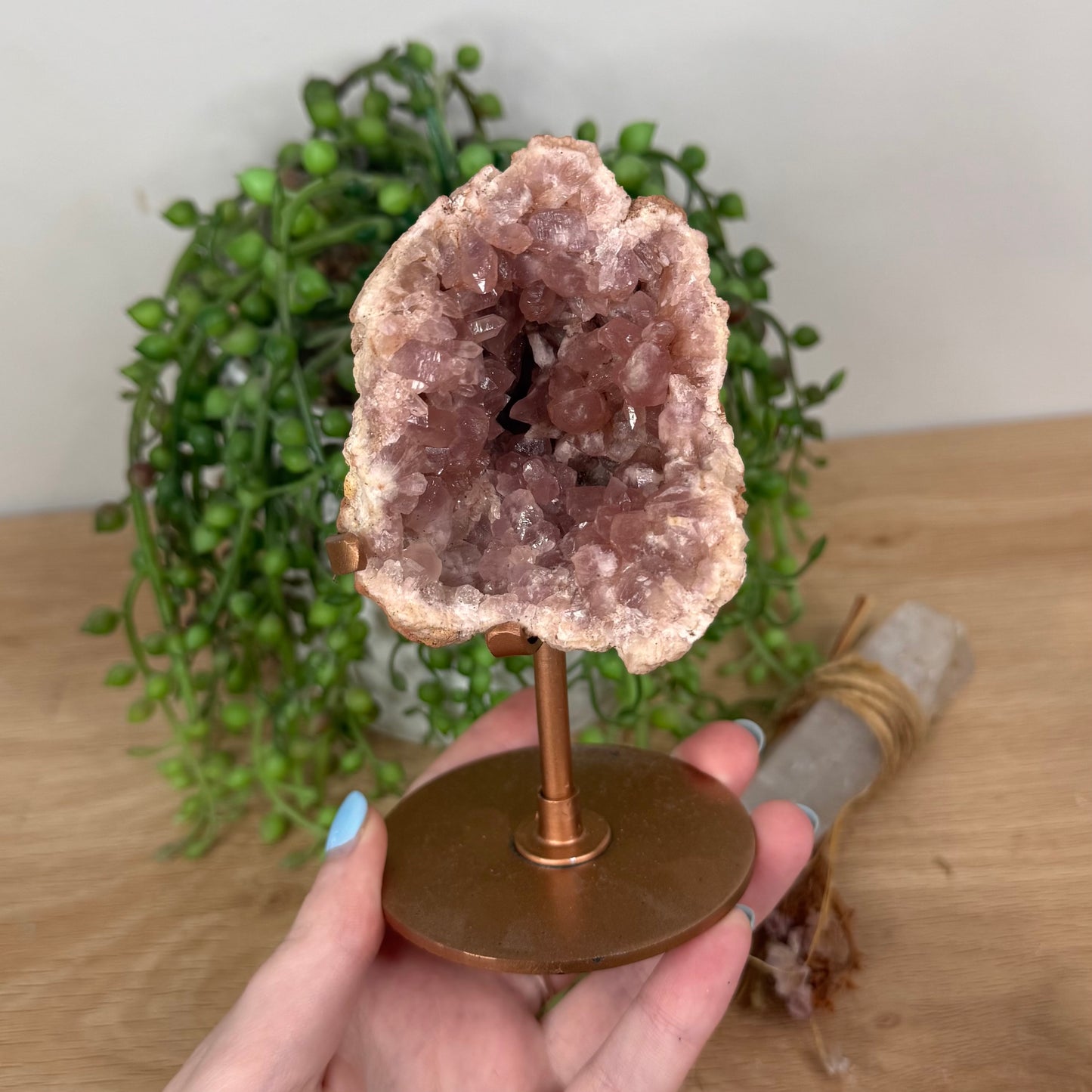 Argentina Pink Amethyst Geode On Stand 1