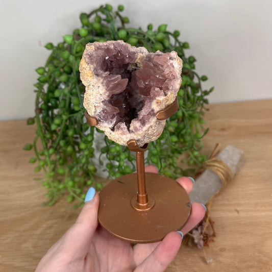 Argentina Pink Amethyst Geode On Stand 2