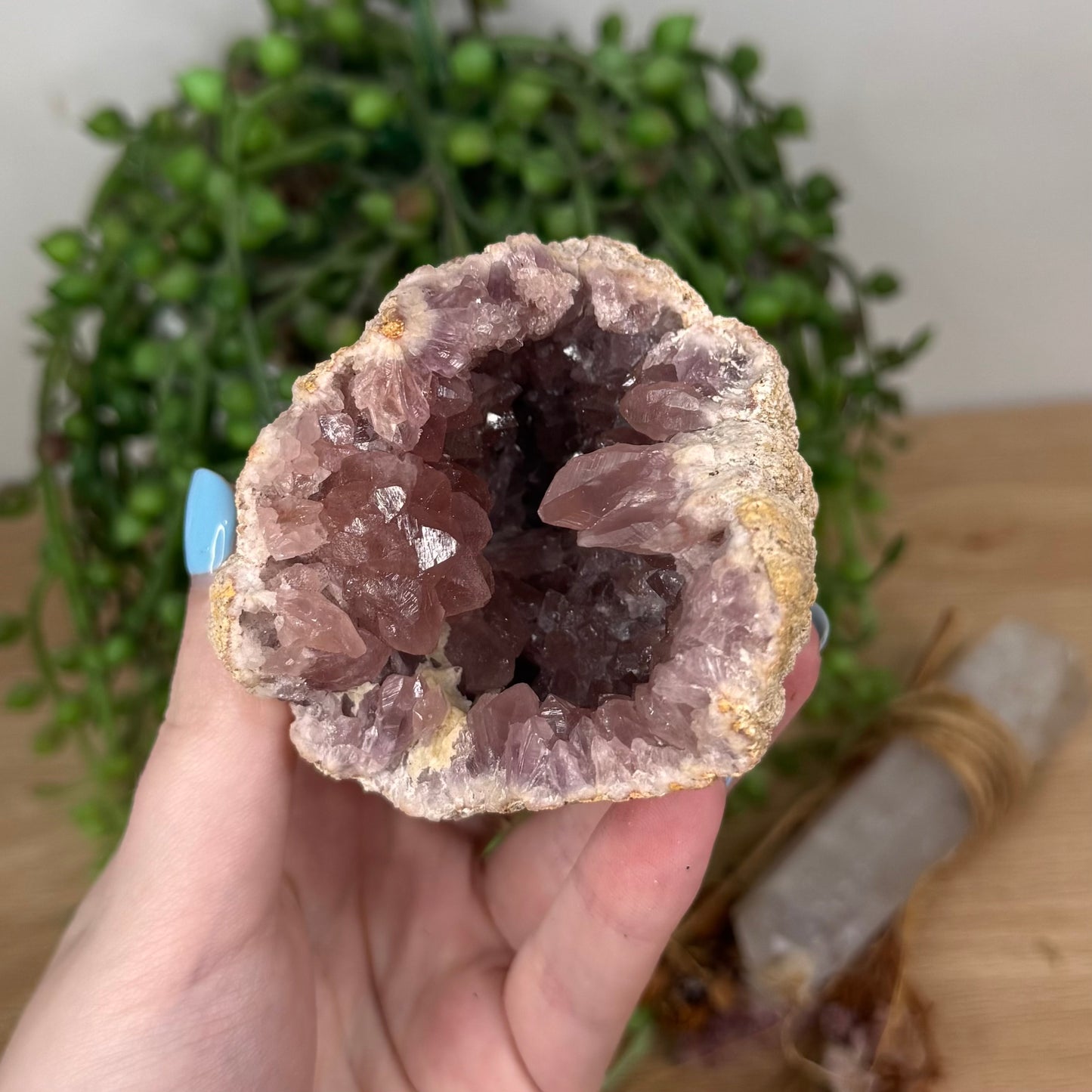 Argentina Pink Amethyst Geode On Stand 2
