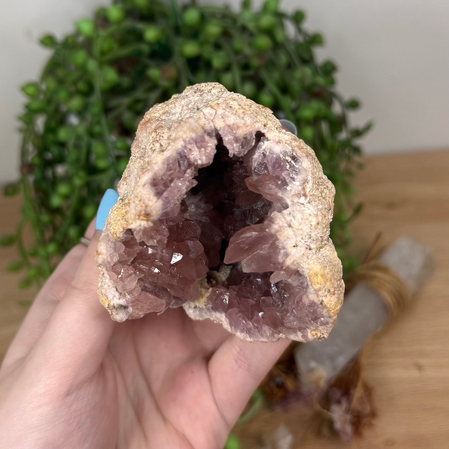 Argentina Pink Amethyst Geode On Stand 2