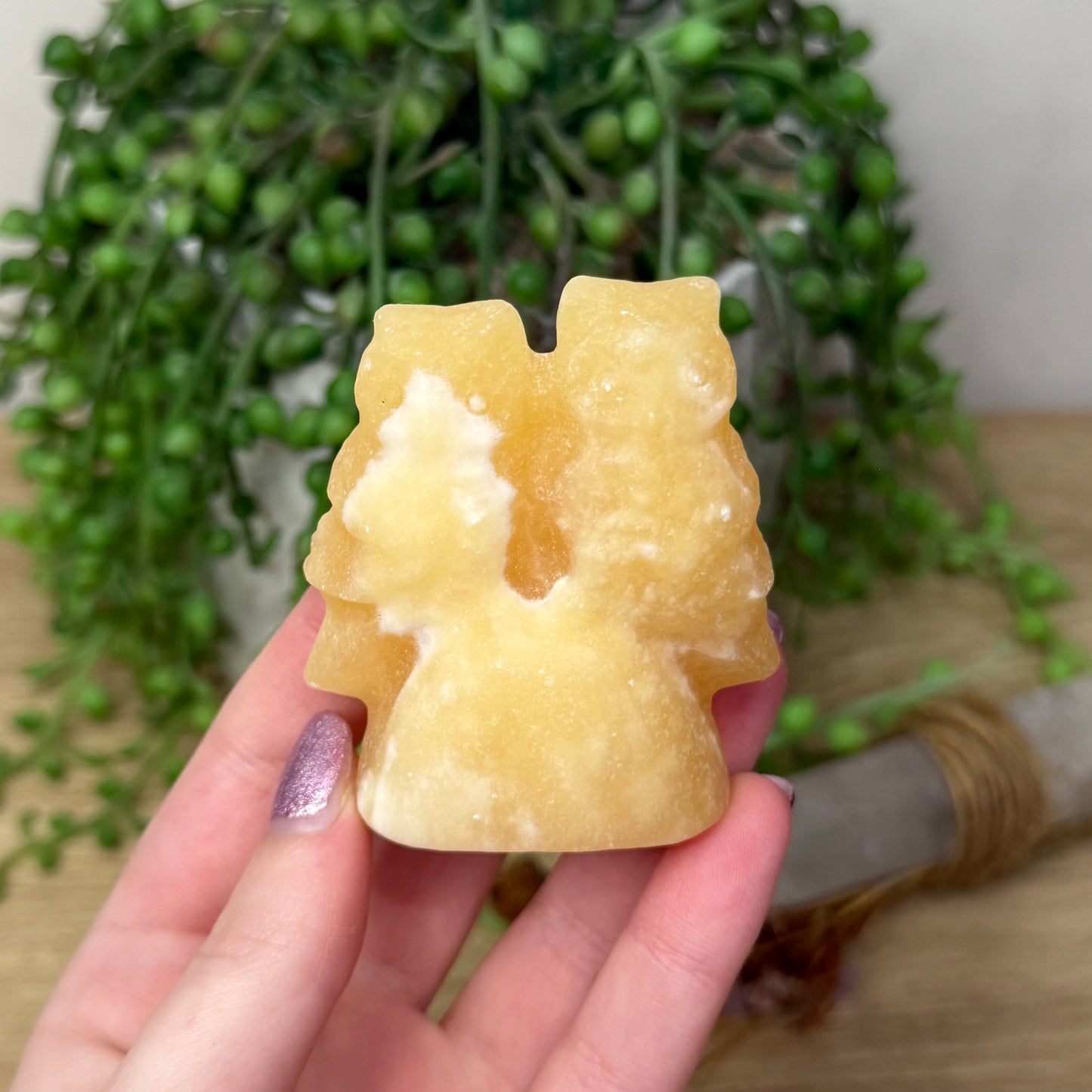 Yellow Calcite Twin Owls (Z722)