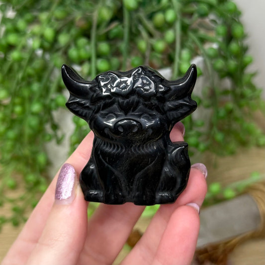 Golden Sheen Obsidian Highland Cow (Z700)