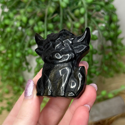 Golden Sheen Obsidian Highland Cow (Z700)