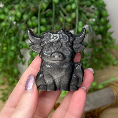 Silver Sheen Obsidian Highland Cow (Z701)