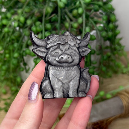 Silver Sheen Obsidian Highland Cow (Z701)