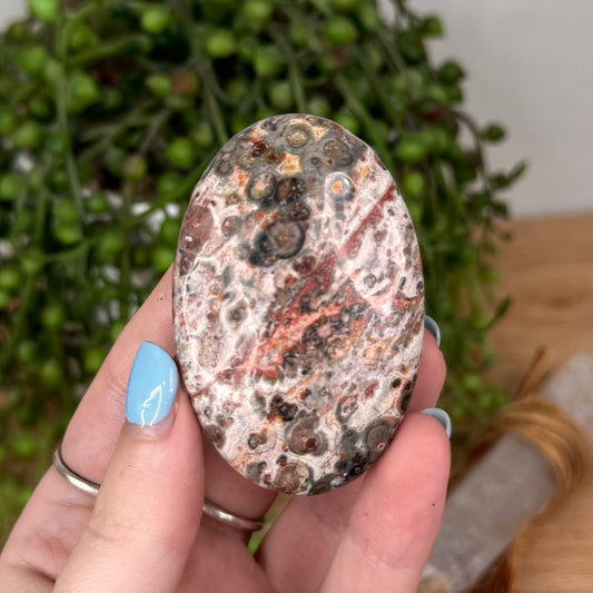 Leopard Skin Jasper Palm Stone (U771)