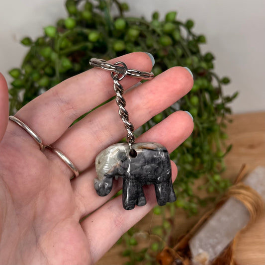 Jasper Elephant Keychain (U657)