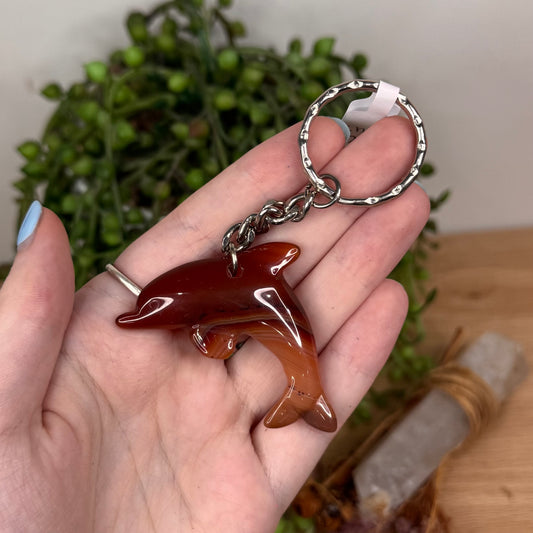 Carnelian Dolphin Keychain (U647)
